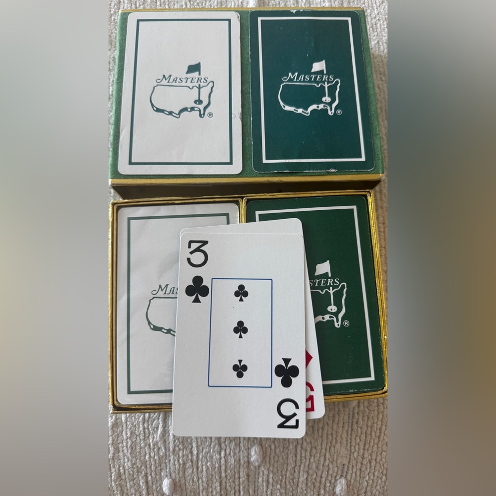 Collectible Masters  Green and White Playing Cards Set Gold Leaf